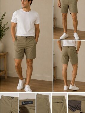 Men's Hybrid Shorts in Khaki - Comfortable Everyday Shorts